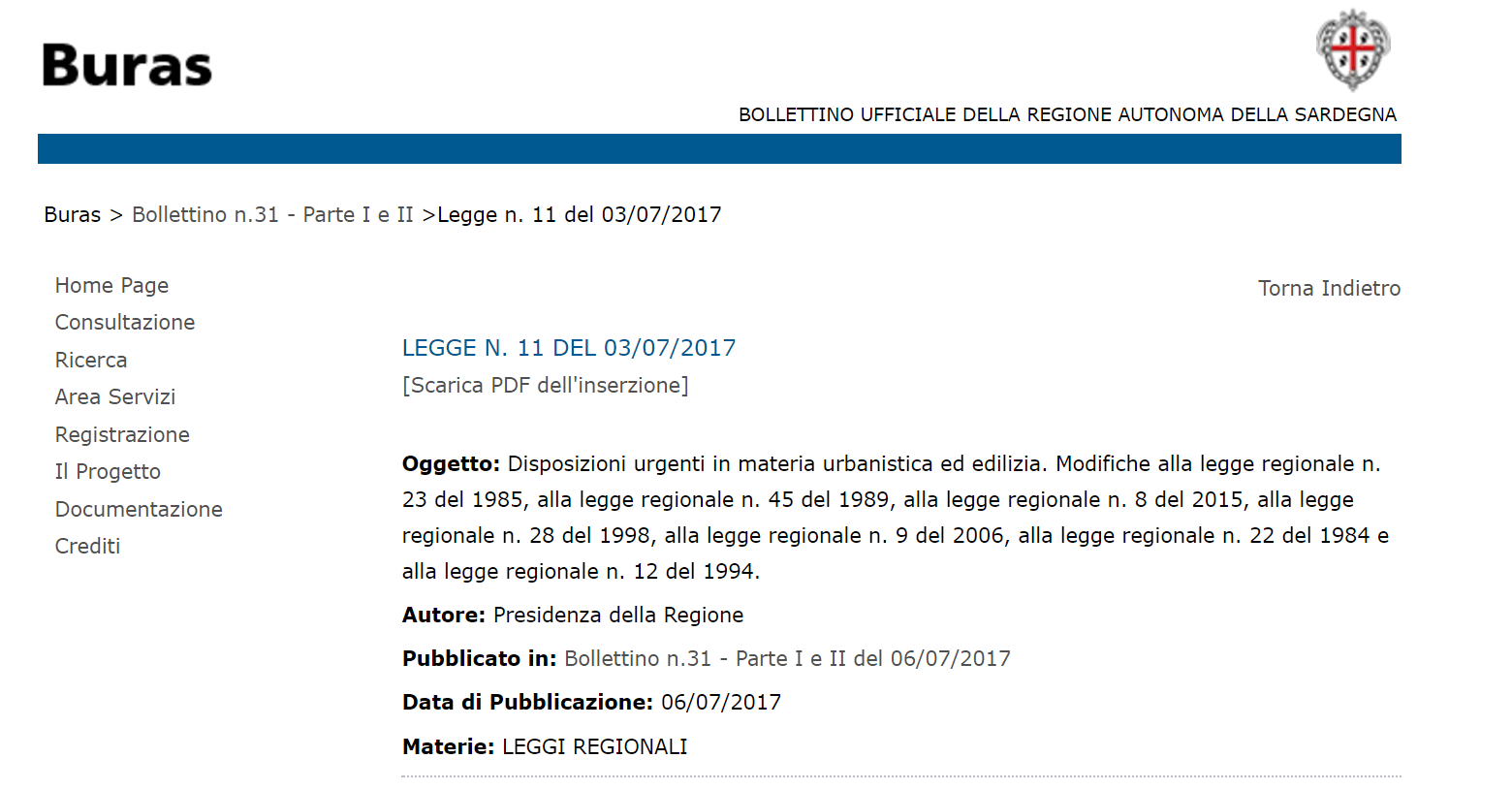 legge regionale 11 2017 disposizioni urgenti in materia urbanistica edilizia modifiche lr 23 85 lr 8 2015