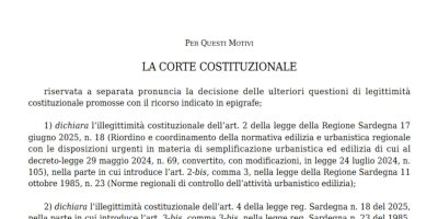 Sentenza della Corte Costituzionale 86/2026 – Cassate alcune norme del Salva Casa Sardegna