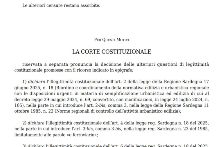 Sentenza Corte Costituzionale 86-2026 - Salva Casa Sardegna L.R. 18-2025